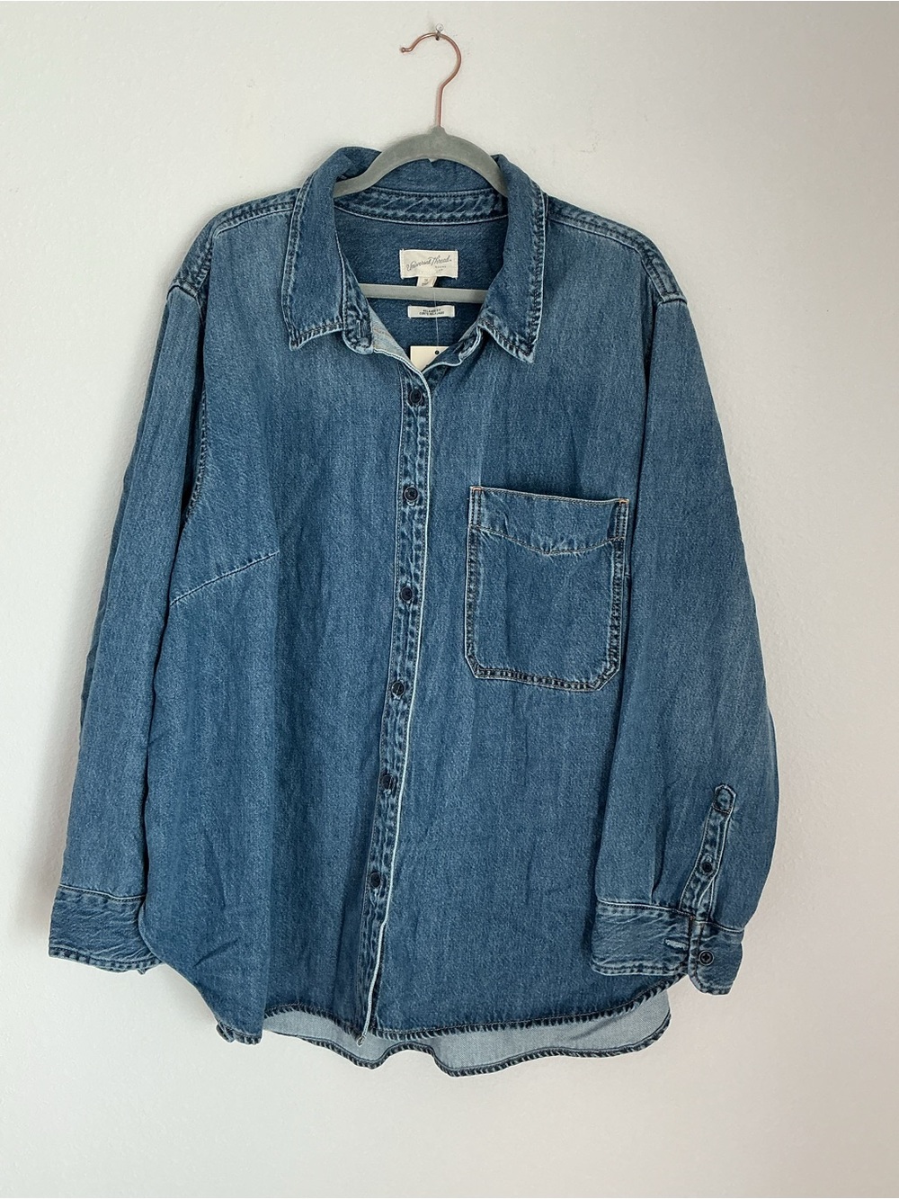 Universal Thread Women's Denim Button-Down Shirt in Blue